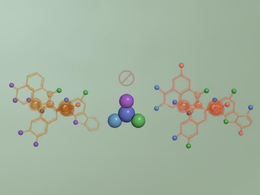 Two structurally distinct scaffolds matching the same pharmacophore feature set without shared substructure.