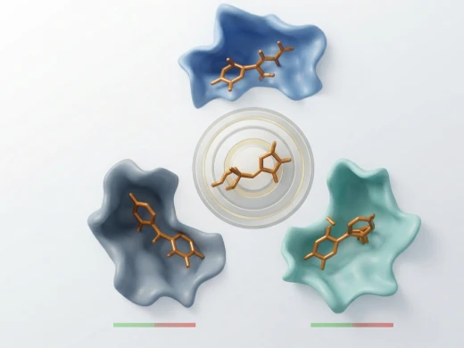 Reverse docking with a central ligand docked into three different protein binding pockets with consensus scoring bars.