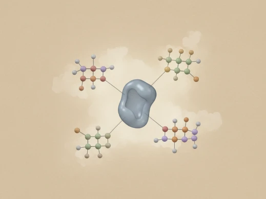 Diverse compound library centered around a single protein target for focused screening.