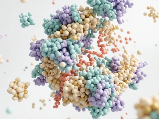 Coarse-grained Martini model of large protein complex or membrane assembly with bead representation.