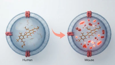 Interspecies comparison visualization showing human and mouse liver microsomal stability divergence for the same compound series.