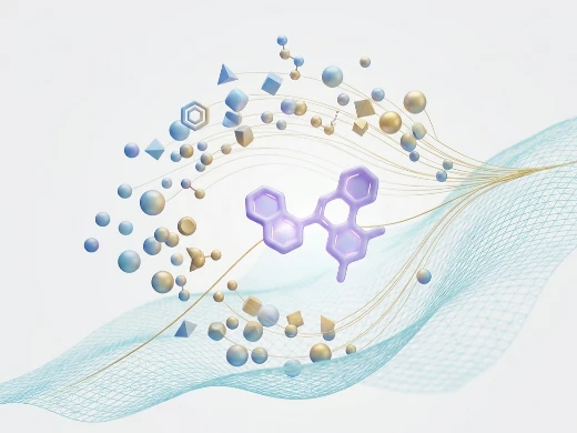 QSAR molecular descriptor space with 2D/3D pharmacophore features for property optimization.